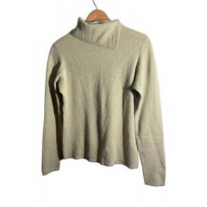 Griffen Mongolian Cashmere Light Green Speckled Turtleneck Sweater S